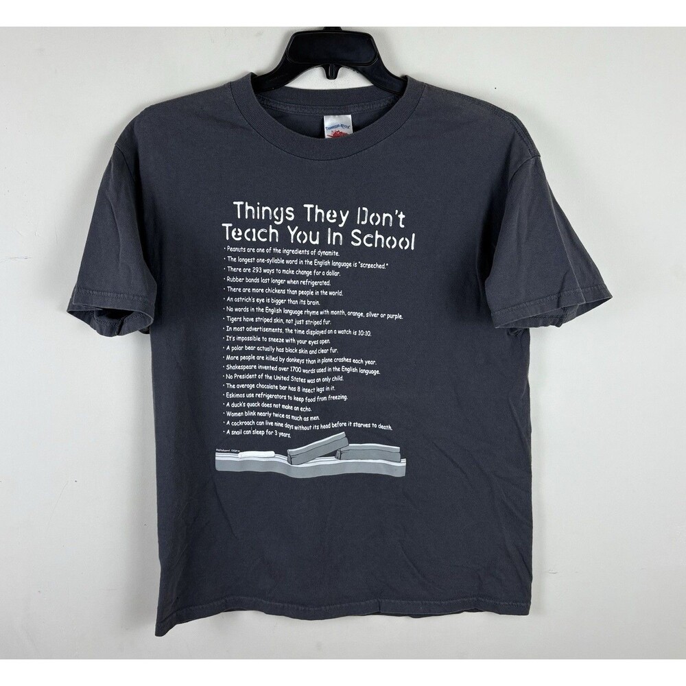Vintage Y2K Humor Graphic T - Shirt / Gray / Size Large